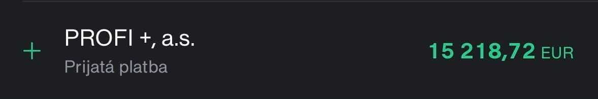 Screenshot výplaty PROFI +, a.s.